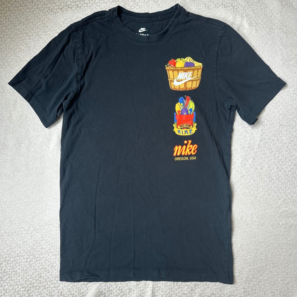 Nike Oregon USA Just Do It Graphic Tee Mens Small Black Fruit Basket Shirt‎